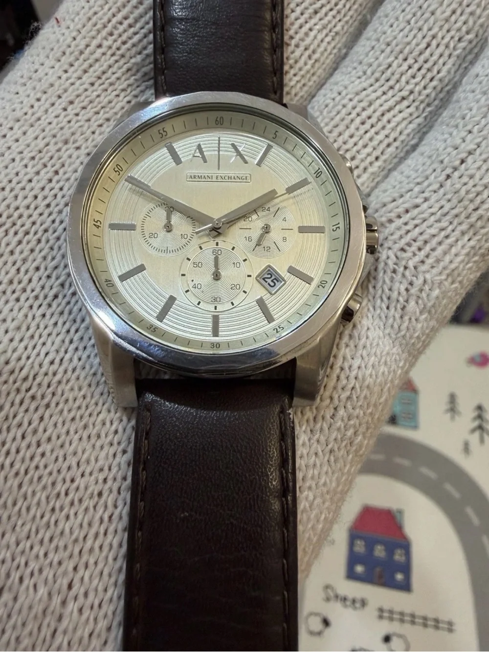 Armani Exchange Outerbanks AX2506 Mens Chronograph Brown Leather Watch 45mm AX